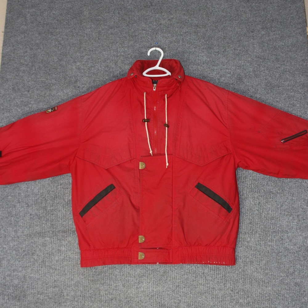 Vintage Triple‎ FAT Goose Puffer Jacket Mens M Red Down Filled Winter Coat Retro